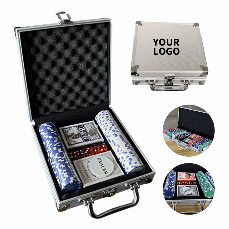 Poker Chip Set With Aluminum Case 9.4" x 9" x 2.7"