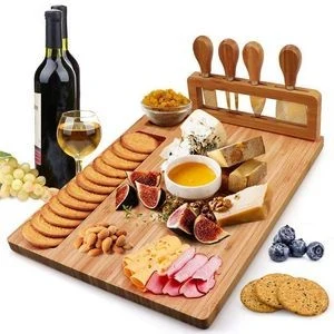 Cheese Plate With Cutter Set Bamboo Cutting Board 1