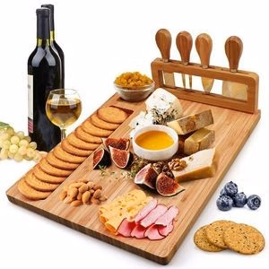 Cheese Plate With Cutter Set Bamboo Cutting Board