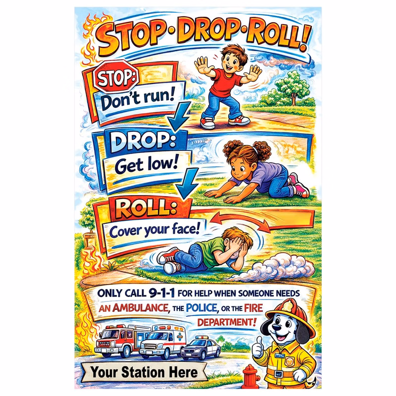 Fire Safety Poster "Stop-Drop-Roll!"