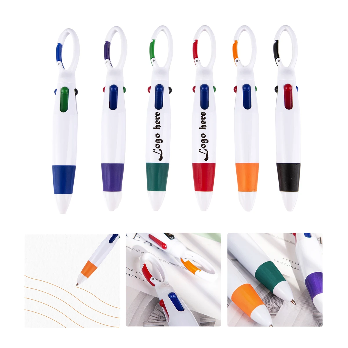 MOQ50 Climbing Buckle 4 Color Ballpoint Pen With Custom Logo 1