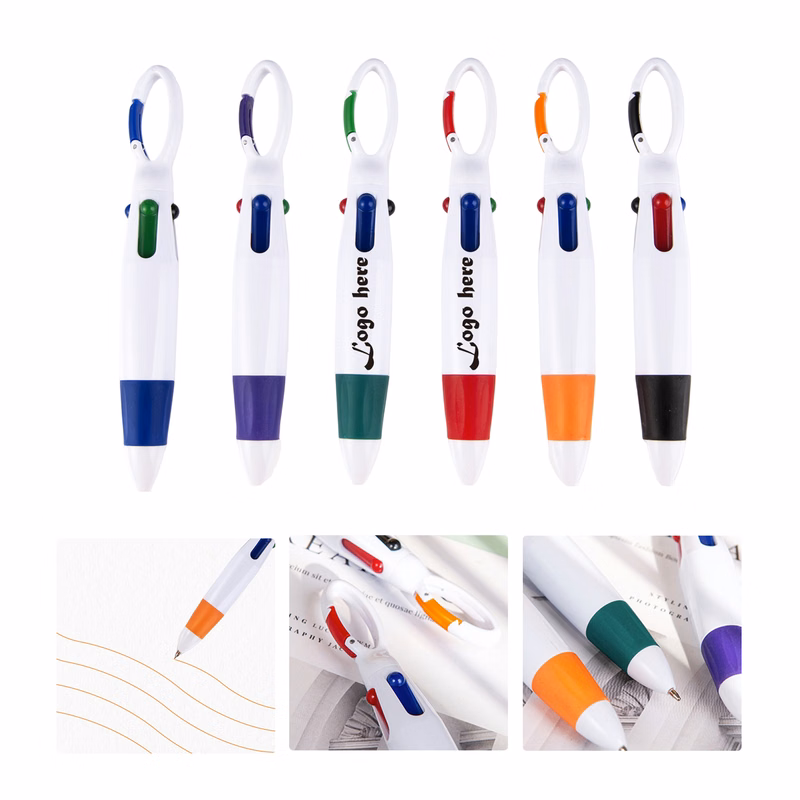 MOQ50 Climbing Buckle 4 Color Ballpoint Pen With Custom Logo