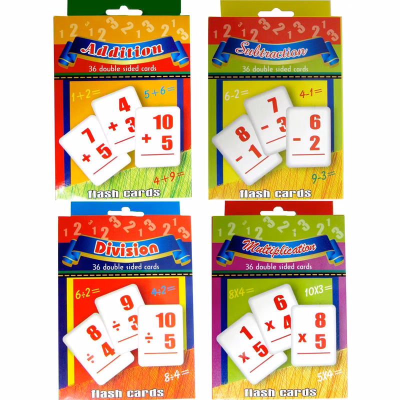 Math Flash Cards - Assorted Addition Subtraction Multiplication Division
