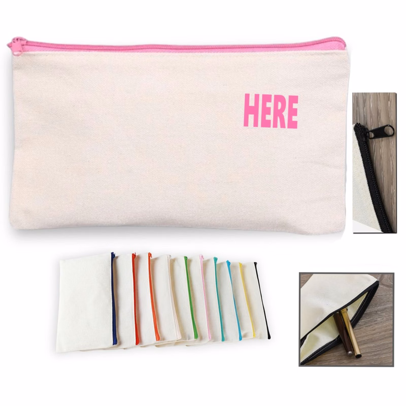 Portable Handheld Canvas Zipper Pencil Bag