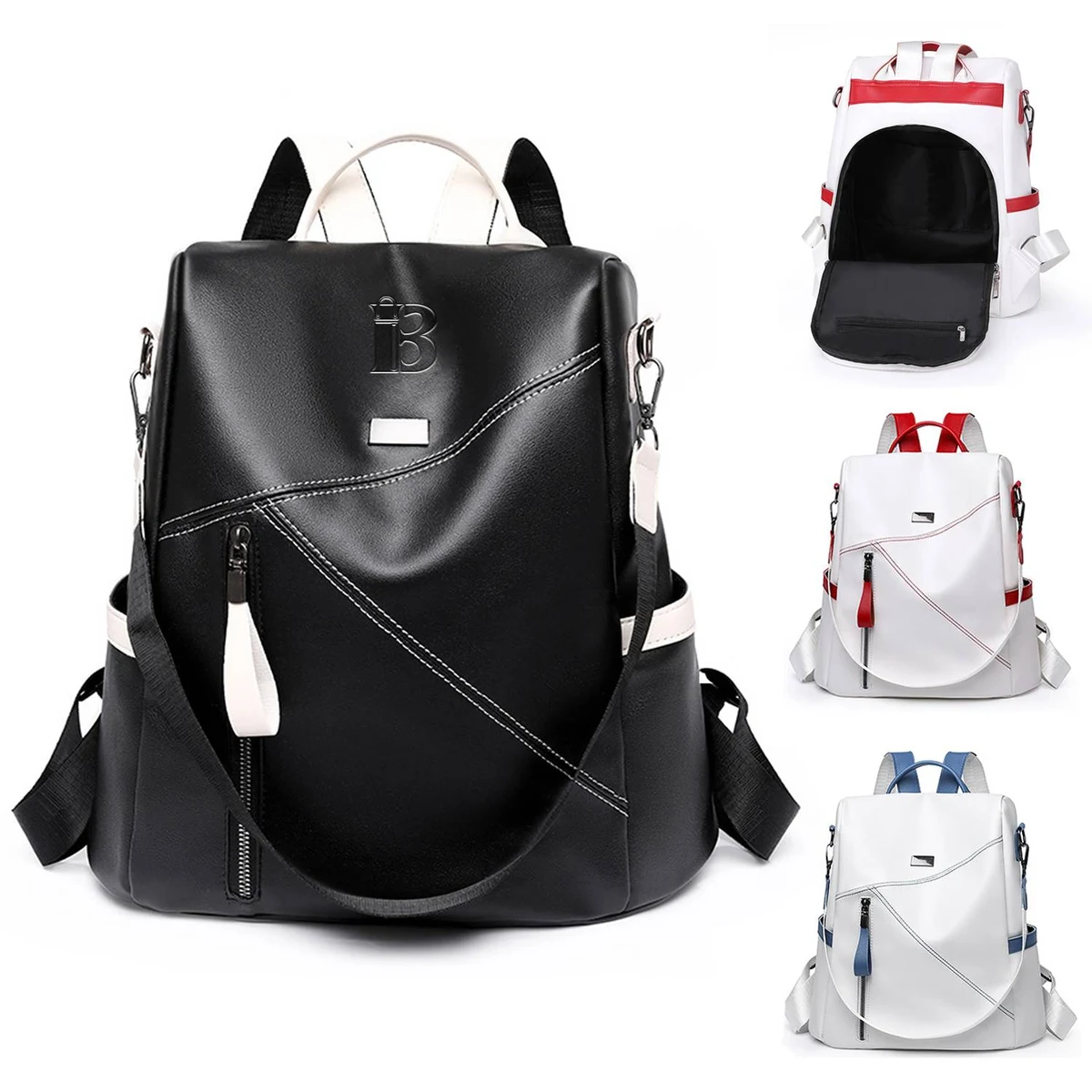 PU fashion soft leather travel backpack 1