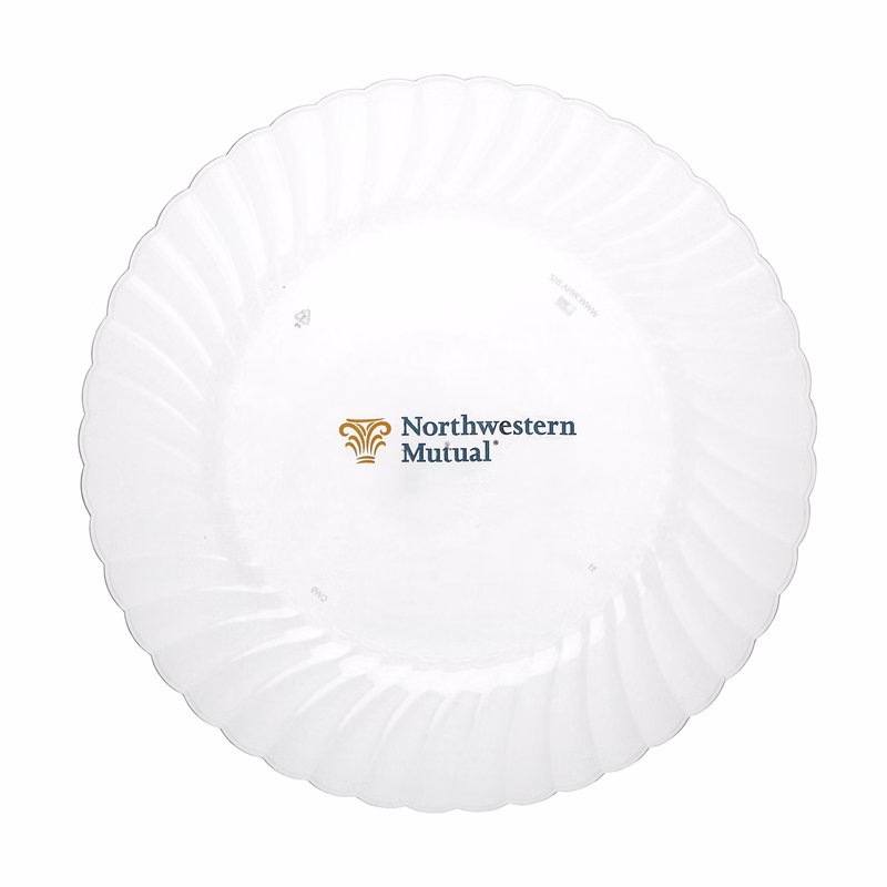 9.000" Scalloped Heavy Weight Plastic Plate Round Clear Tradition Print