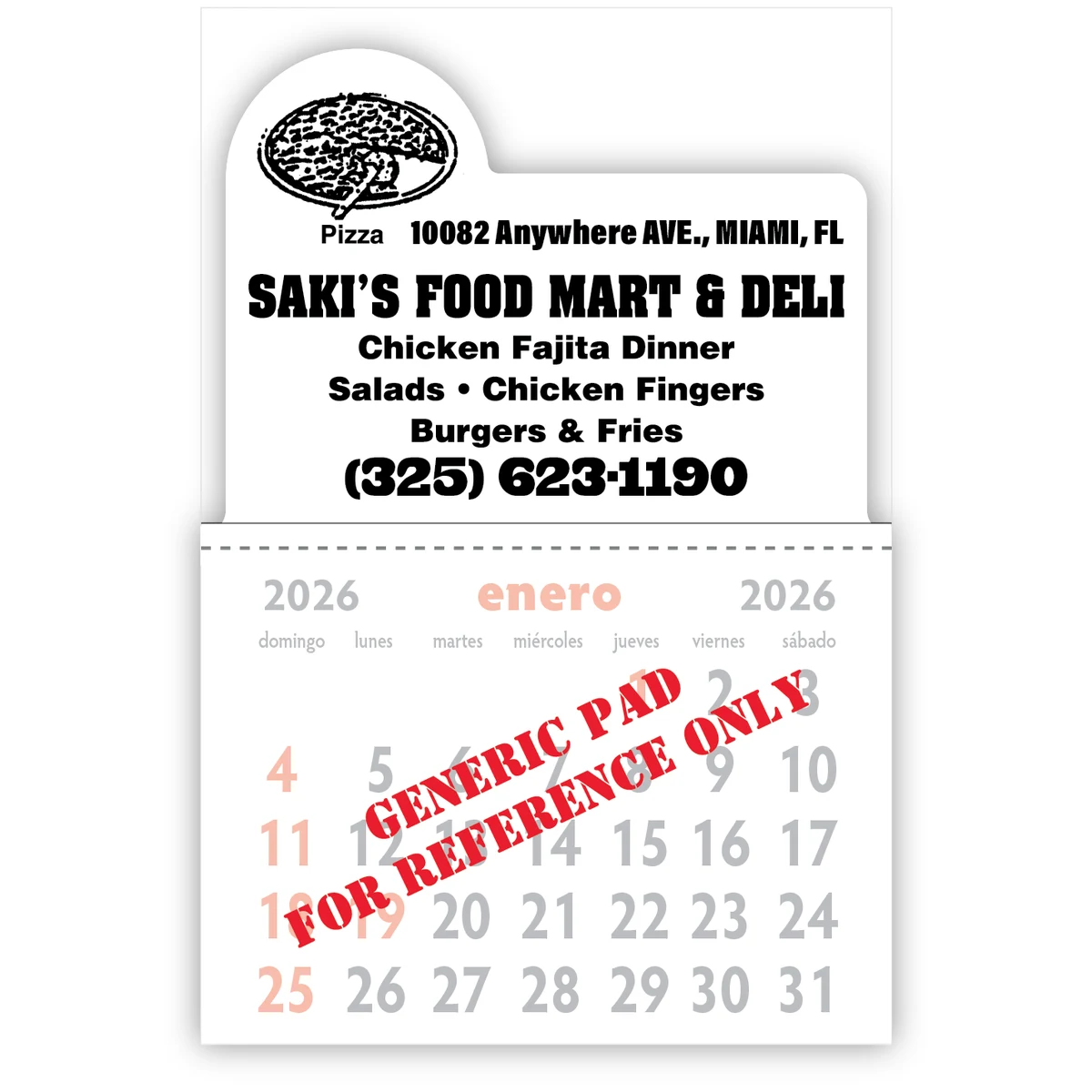 Kwik-Stik 6 Mill Smooth Vinyl Spanish Calendar w/ Side Dome Top 1