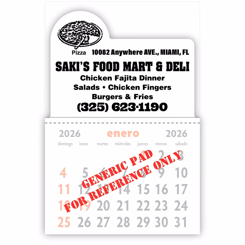 Kwik-Stik 6 Mill Smooth Vinyl Spanish Calendar w/ Side Dome Top