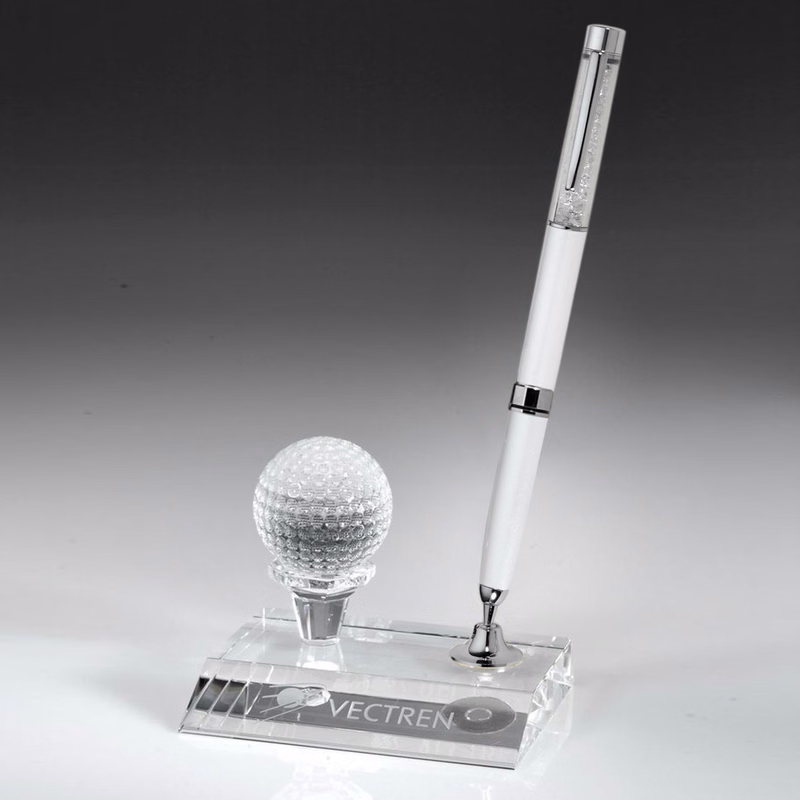 Desktop, Award-Crystal Golf Pen Set w/ White Ballpoint Pen_D701CA