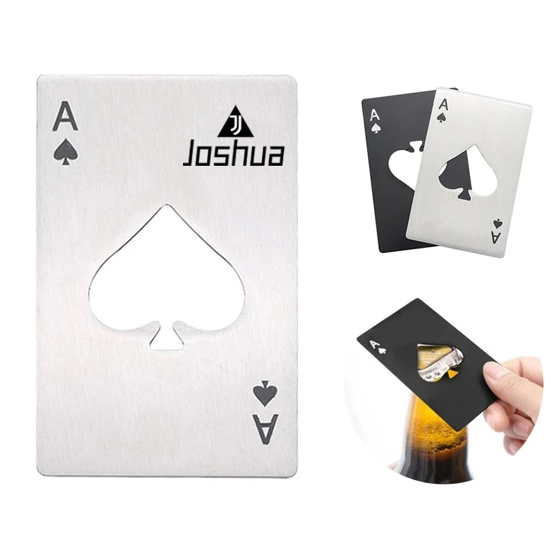 Poker Shaped Credit Card Size Stainless Steel Bottle Opener 1