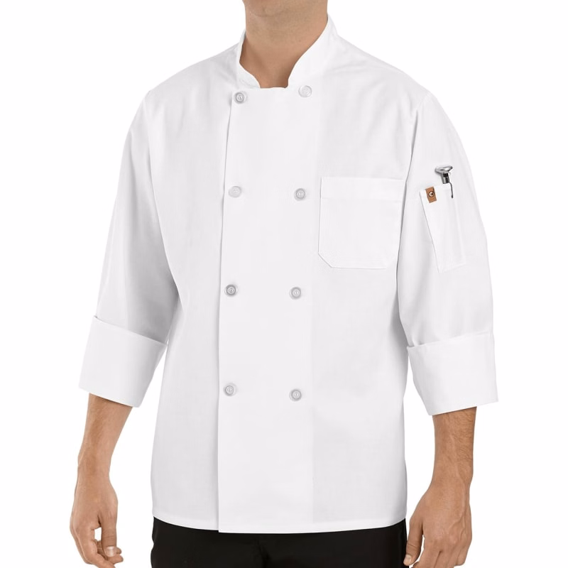 Chef Designs Button Chef Coat With Thermometer Pocket - 0413