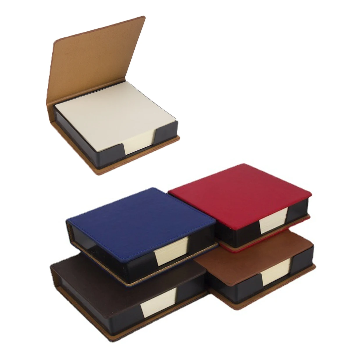 Flip-Top Leatherette Box With Sticky Note Paper 1