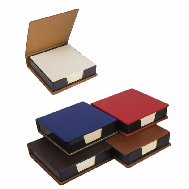 Flip-Top Leatherette Box With Sticky Note Paper