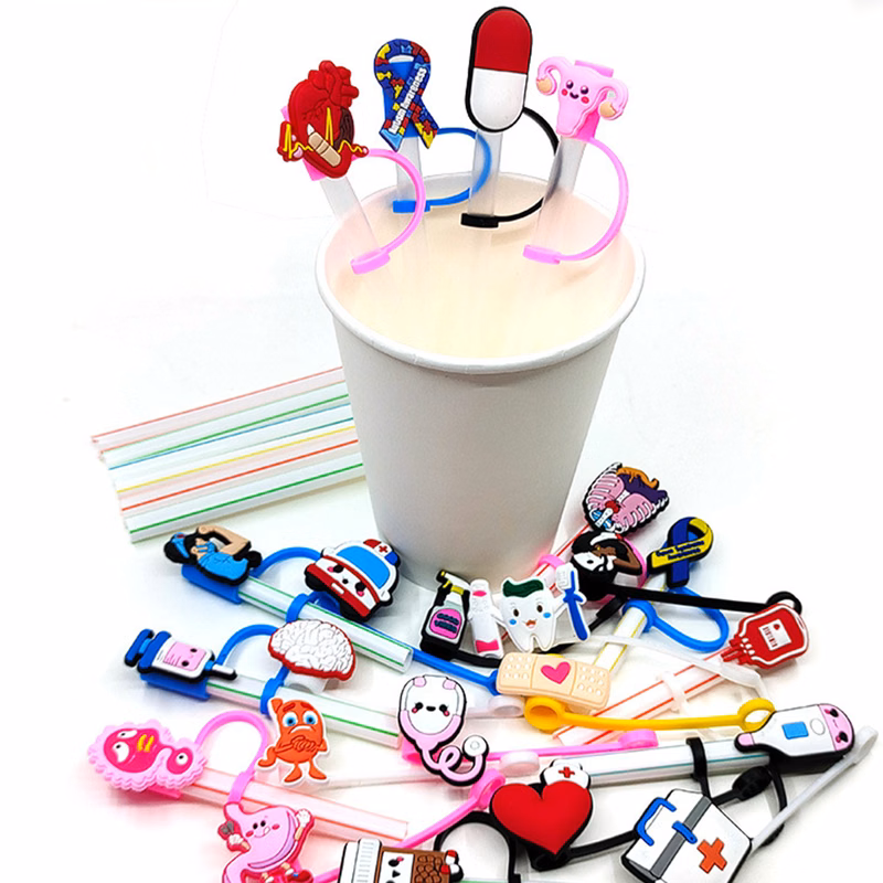Silicone Toppers Straw Covers Caps Charm