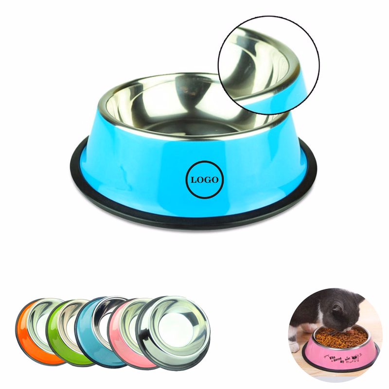 Stainless Steel Pet Bowl with Polished Rim