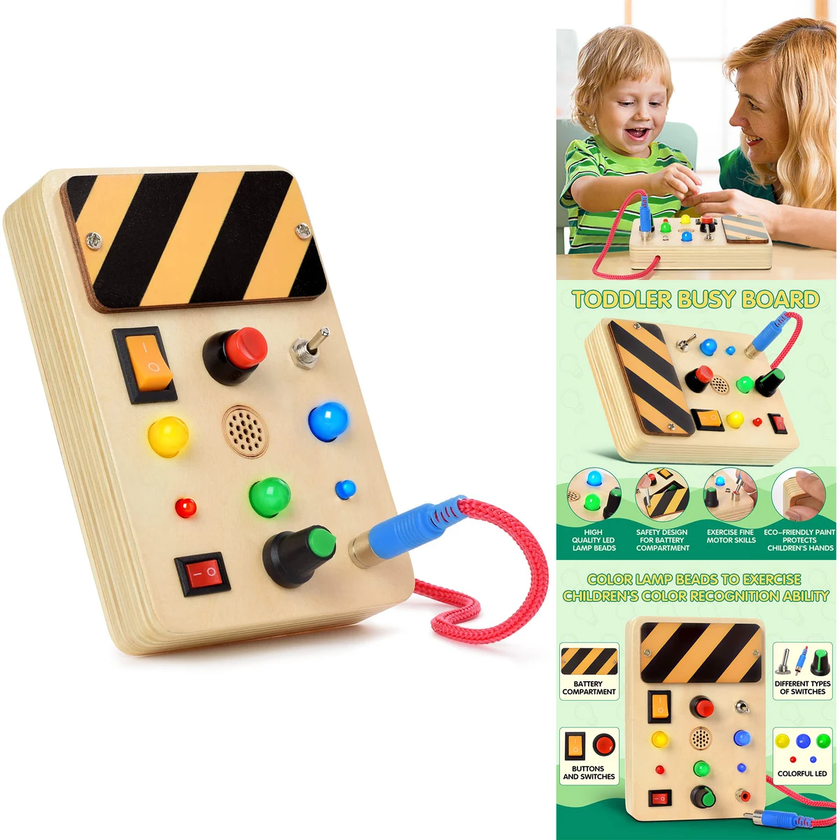 Busy Board with LED Light Sensory Toys for Toddlers 1-3 1