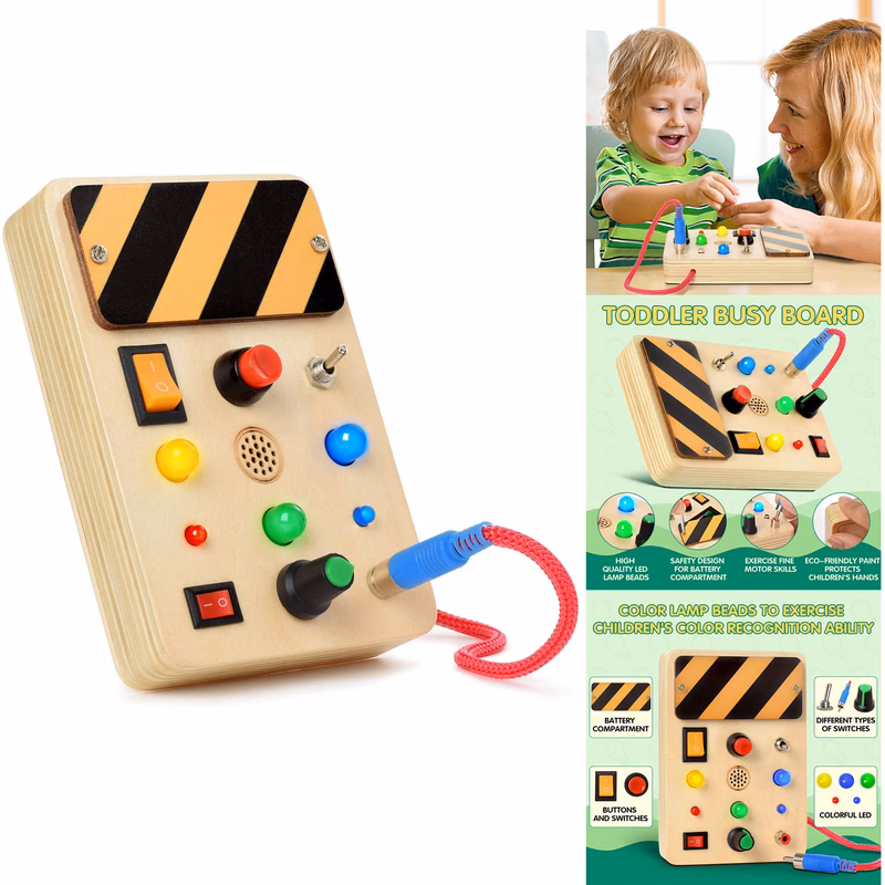 Busy Board with LED Light Sensory Toys for Toddlers 1-3