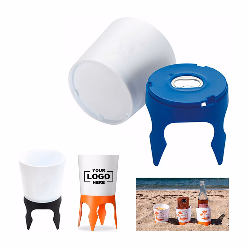 Drink Cup Holder Sand Coasters w/Bottle Opener & Spikes