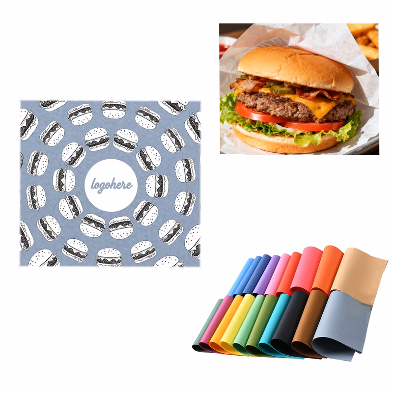 MOQ 1000 Colored Custom Printed Burger Paper