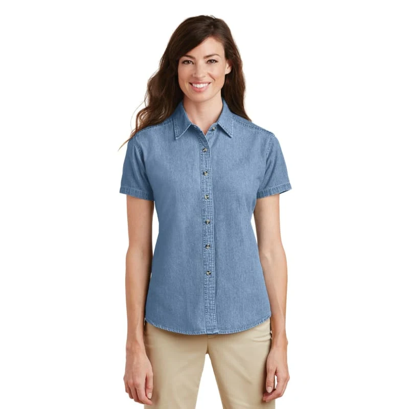 Port & Company Women's Short Sleeve Value Denim Shirt. 1