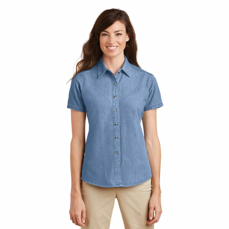 Port & Company Women's Short Sleeve Value Denim Shirt.
