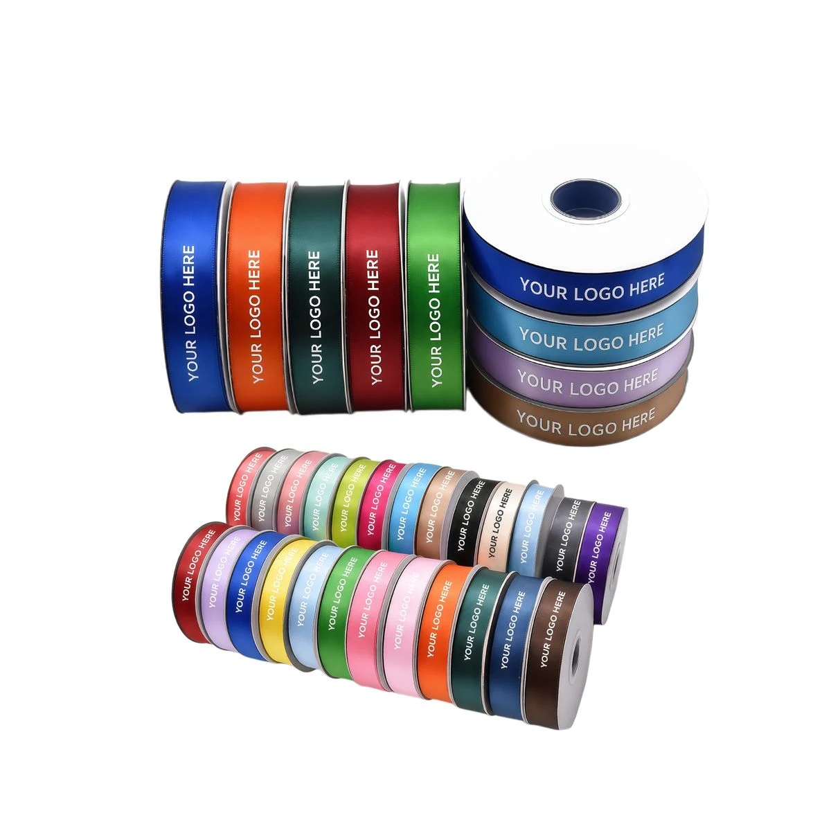 2 Rolls MOQ 100 Yard Rainbow Polyester Ribbon 0.79in 1