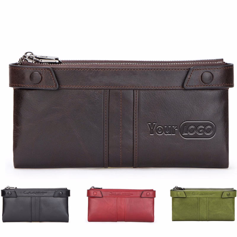 Leather RFID Handheld Long Zippered Waterproof Wallet Women