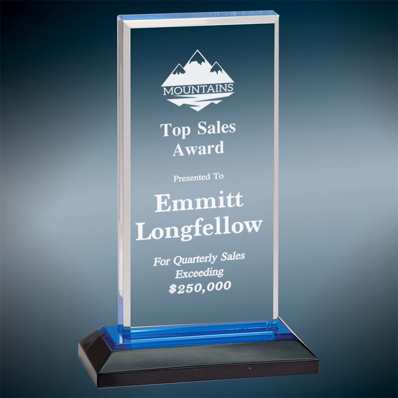 5X8 Blue Beveled Impress Acrylic Award