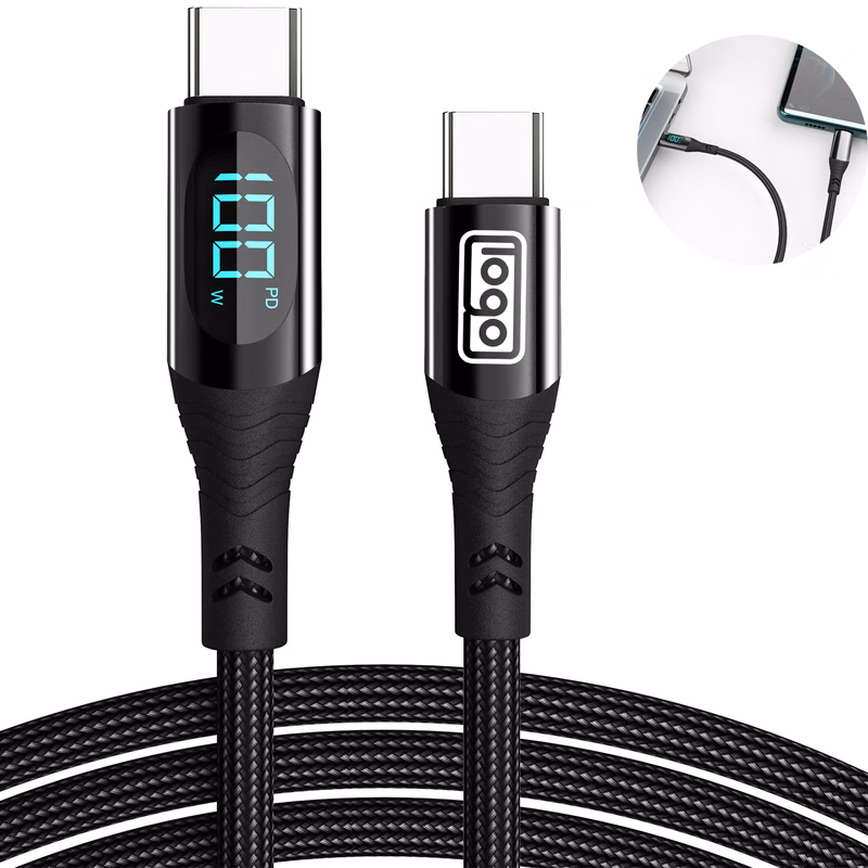 LED Display Fast Charging Cable W/ Nylon Braided