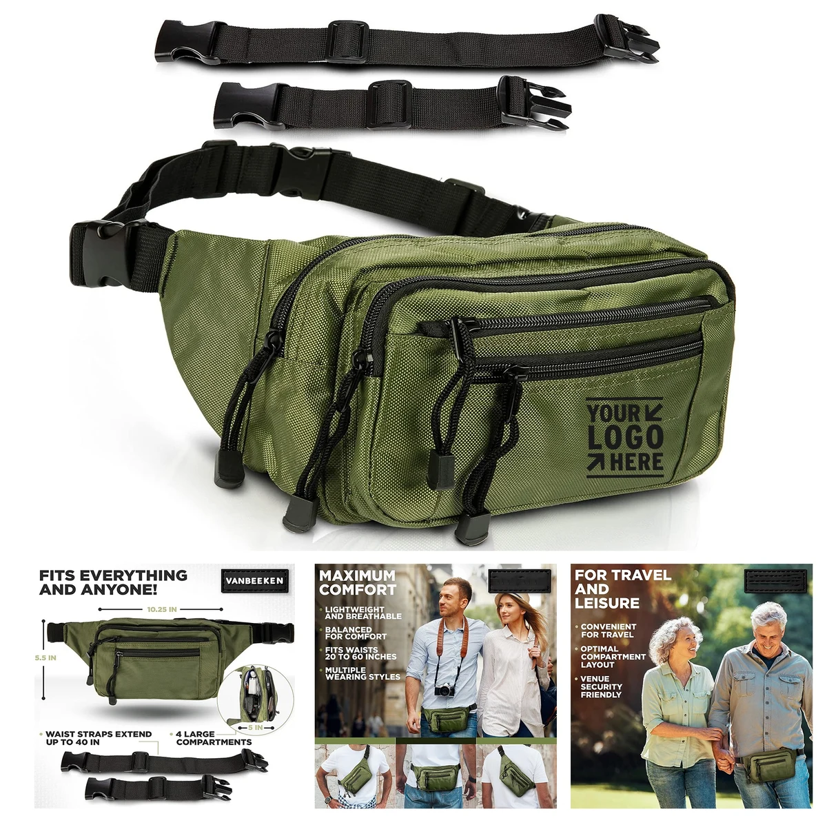 Men Women Hiking Waist Resistant Running Belt Bag Fanny Pack With Water Bottle Holder 1