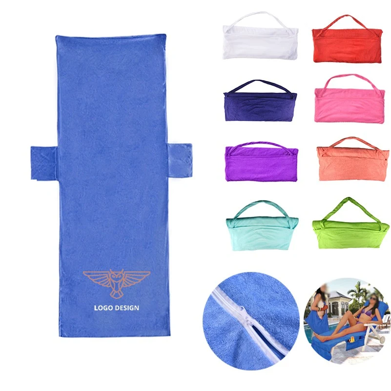 Beach Lounge Chair Cover Towel with Pockets 1