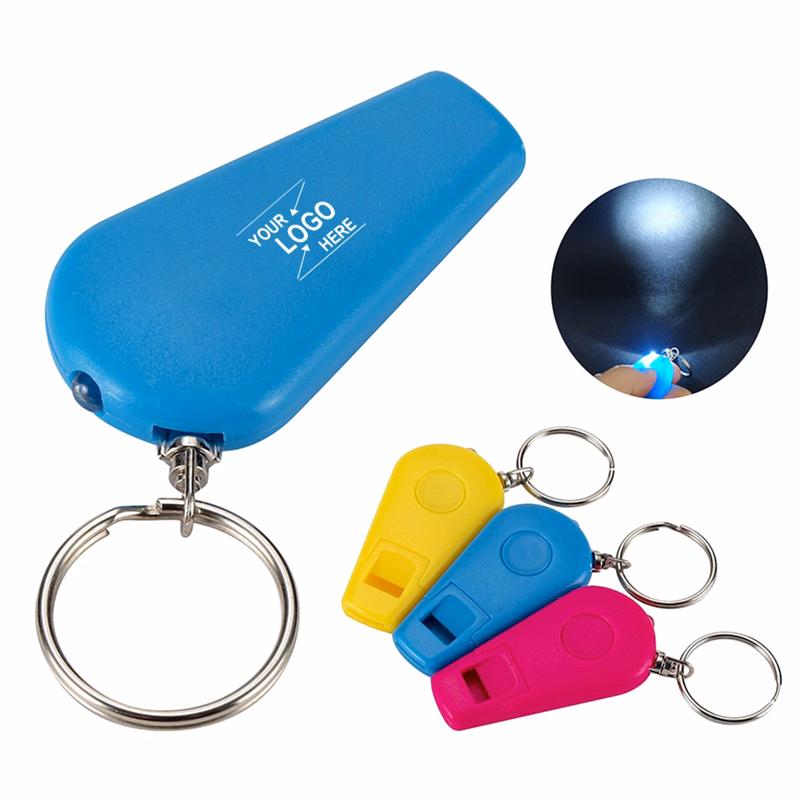 LED Flashlight Keychain w/Whistle