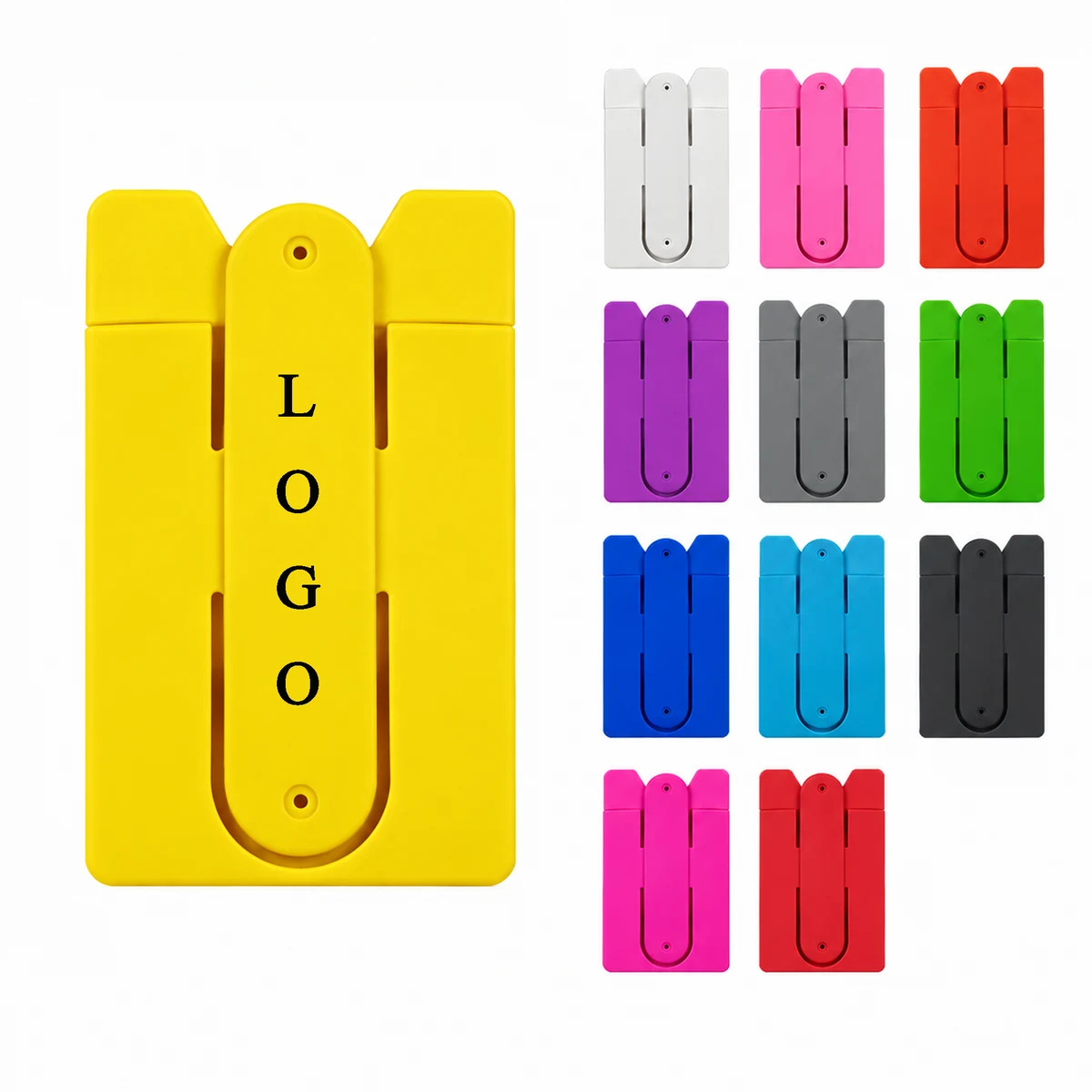 Custom Logo Silicone Phone Grip Stand and Card Slot 1