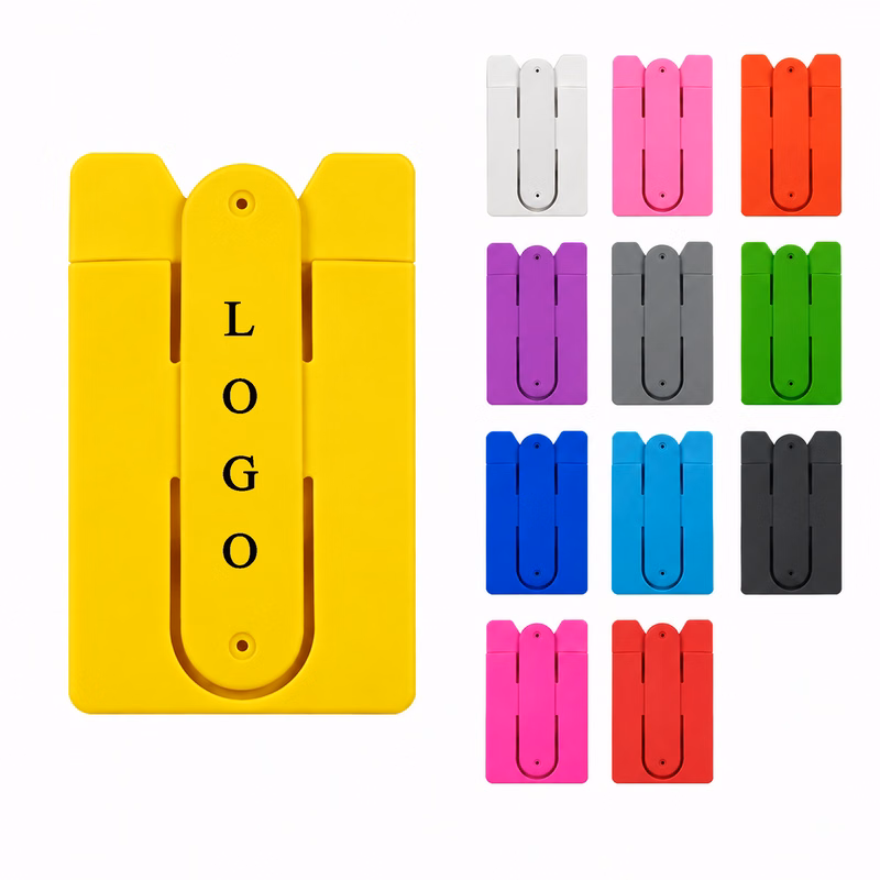 Custom Logo Silicone Phone Grip Stand and Card Slot