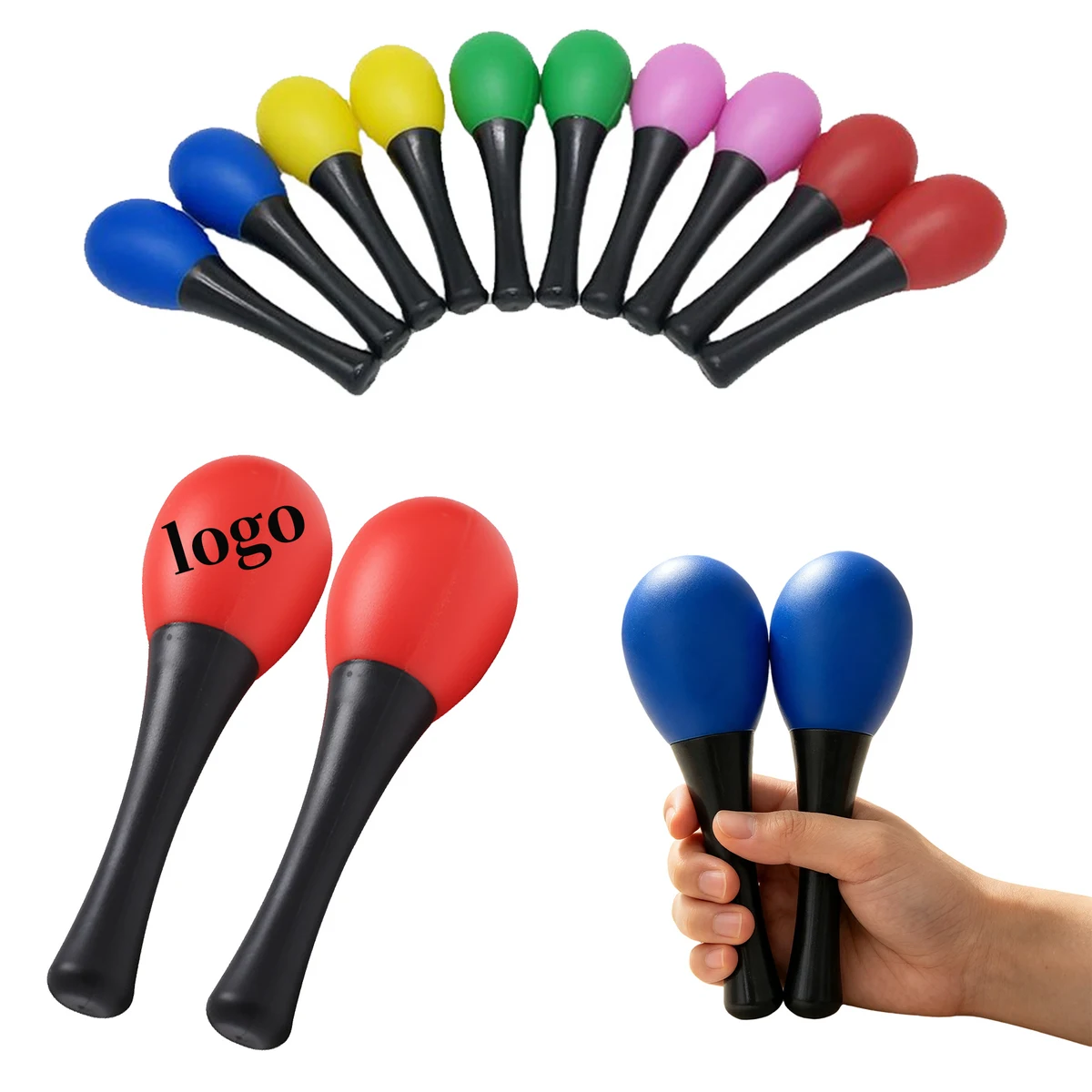 Custom Printed Colorful Plastic Maracas Percussion Shaker 1