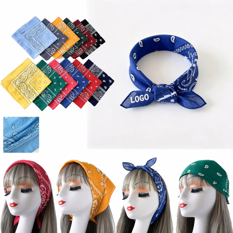 Paisley Print Cotton Bandana Full Color Custom Logo