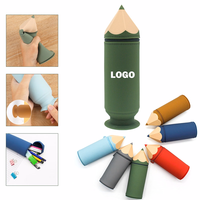Standup Silicone Pencil Shaped Pouch