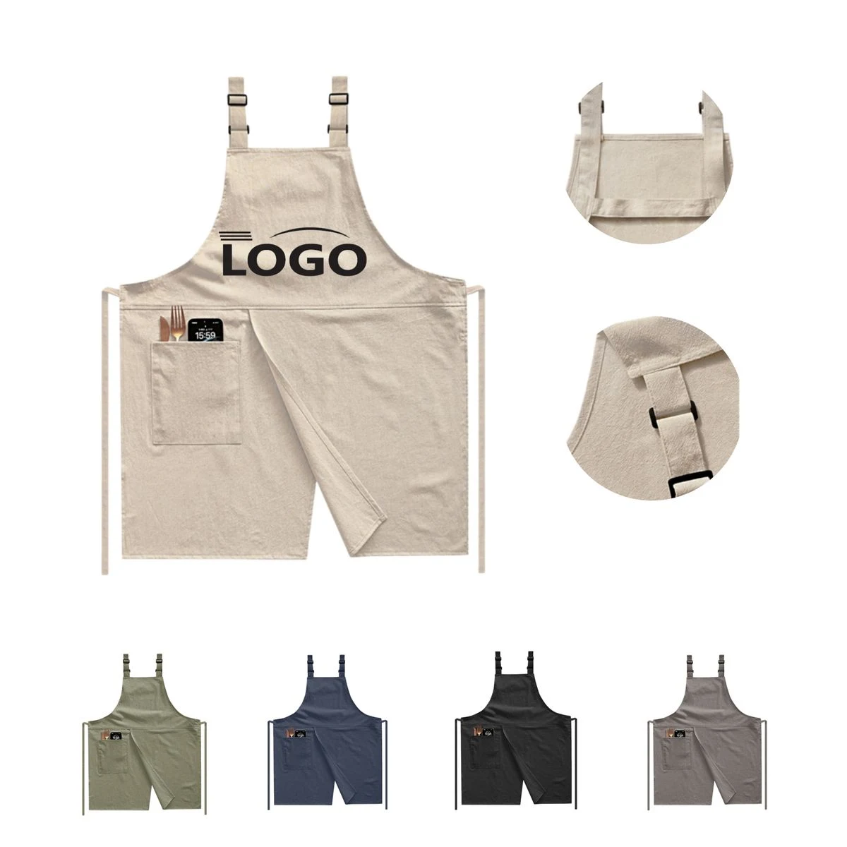 Cotton Linen Double-Shoulder Work Apron 1