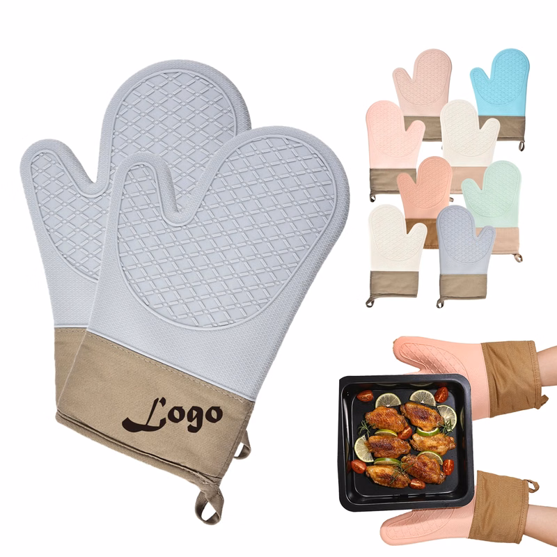 Dual-Color Silicone Oven Mitt Set