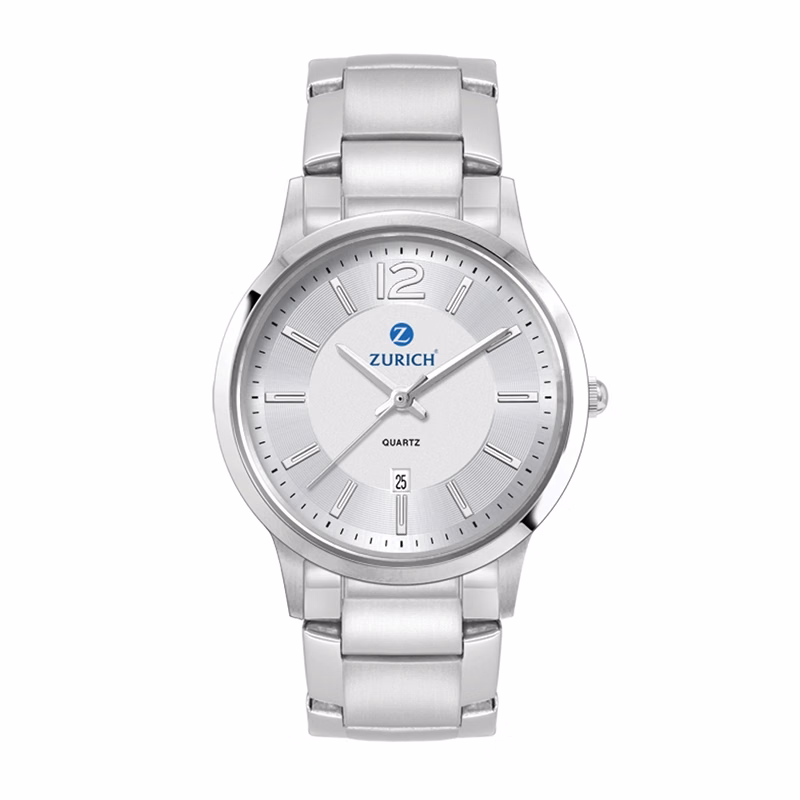 Watch Creations 31.5MM, 3 HAND WITH DATE, 2 TONE STAINLESS STEEL CASE, MATTE SILVER DIAL, WRAPPED EDGE STEEL BAND