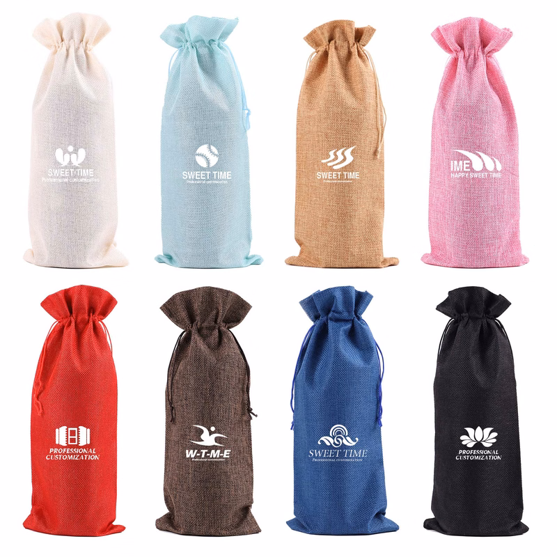 Dust-proof Linen Red Wine Packaging Bag With Drawstrings