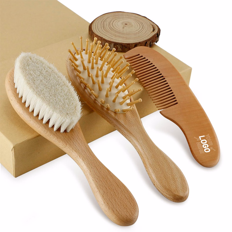Wooden Baby Hair Brush And Comb Set (4-Piece)