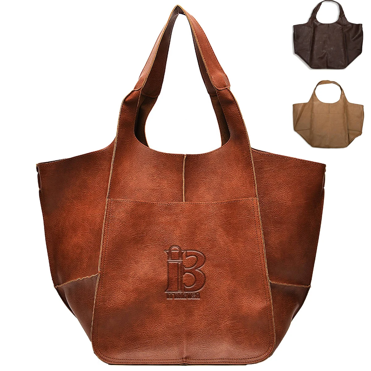 Large PU Leather Satchel Tote Shoulder Bags 1