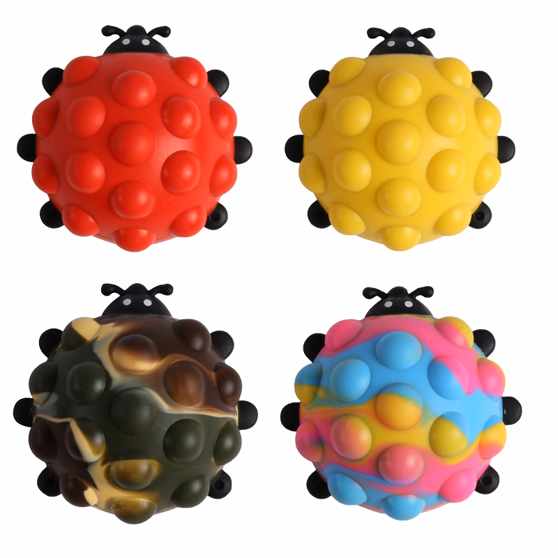 Lady Bug Shaped Push Pop Silicone Toy