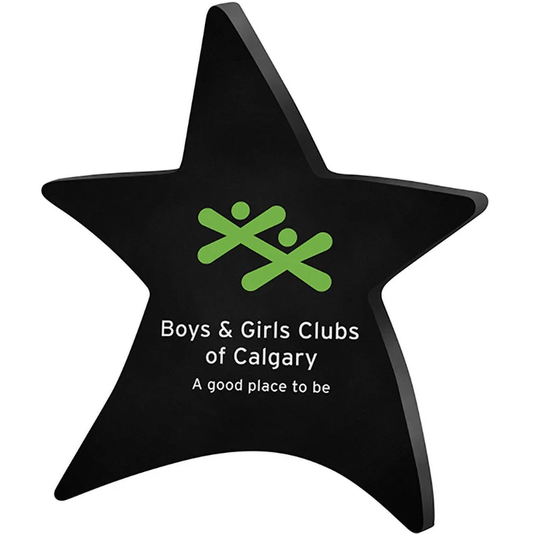Black Moving Star Paperweight (4 1/2"x 5"x 3/8") Screen-Printed 1