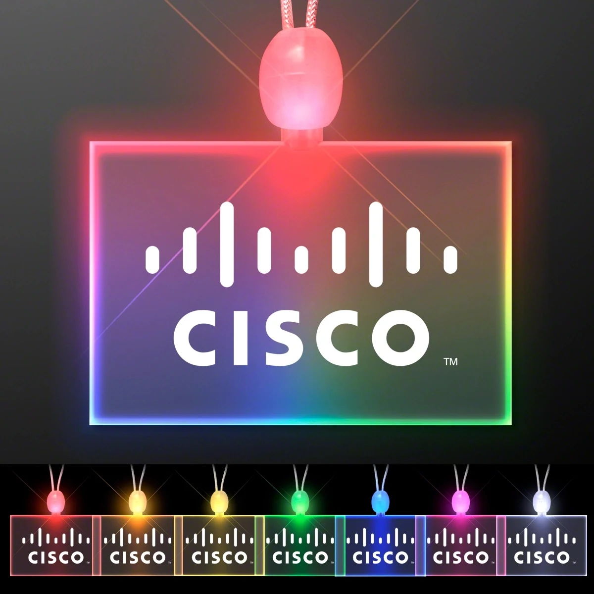 Light-up promotional acrylic rectangle necklaces with LED 1