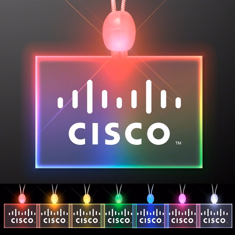 Light-up promotional acrylic rectangle necklaces with LED