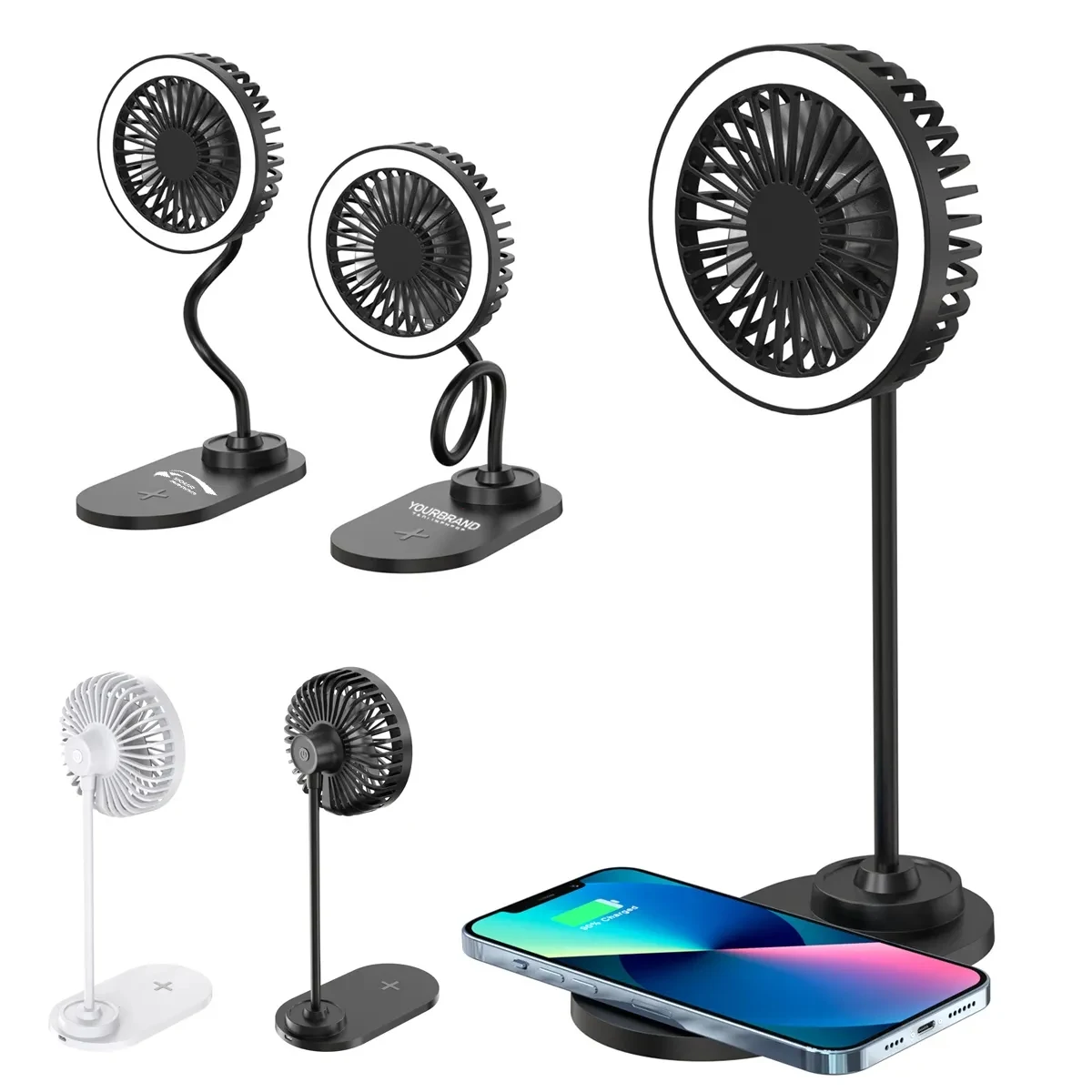 Portable Foldable LED Desk Fan with Wireless Charging Base 1