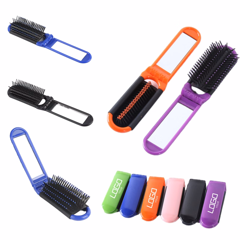 Folding Pocket Travel Mirror Hair Brush