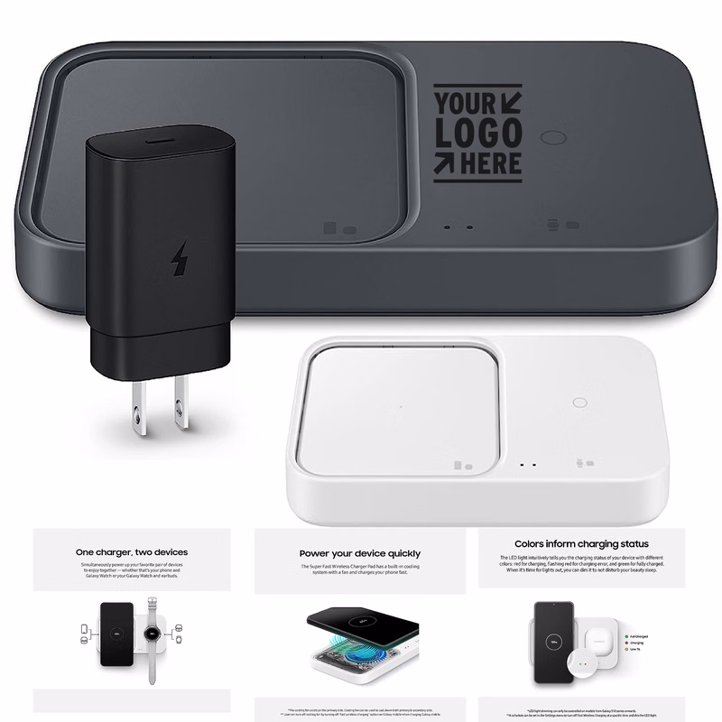 15W 2 Devices at Once Duo w/ USB C Cable Cordless Super Fast Charging Pad Wireless Charger